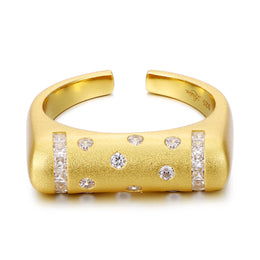 Gold Geometric CZ Ring